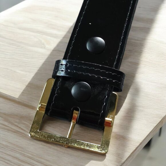 NWOT BOSTON 6505 (44) Unisex Black/Purple Leather Garrison Belt - Picture 5 of 10